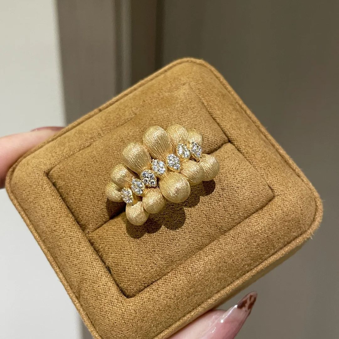 925镀银镶钻不规则咖啡豆戒指