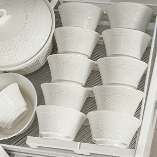 2026新款餐具套装碗碟家用景德镇釉下彩碗具法式白瓷骨瓷乔迁