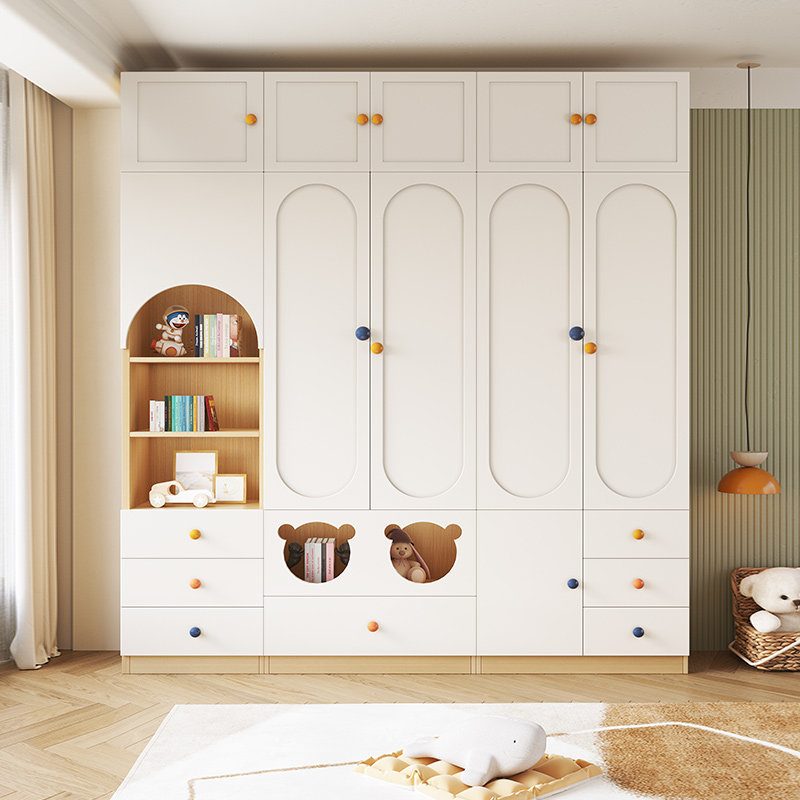 儿童衣柜家用卧室衣橱定制实木组合收纳柜童趣儿童房女孩成品柜子