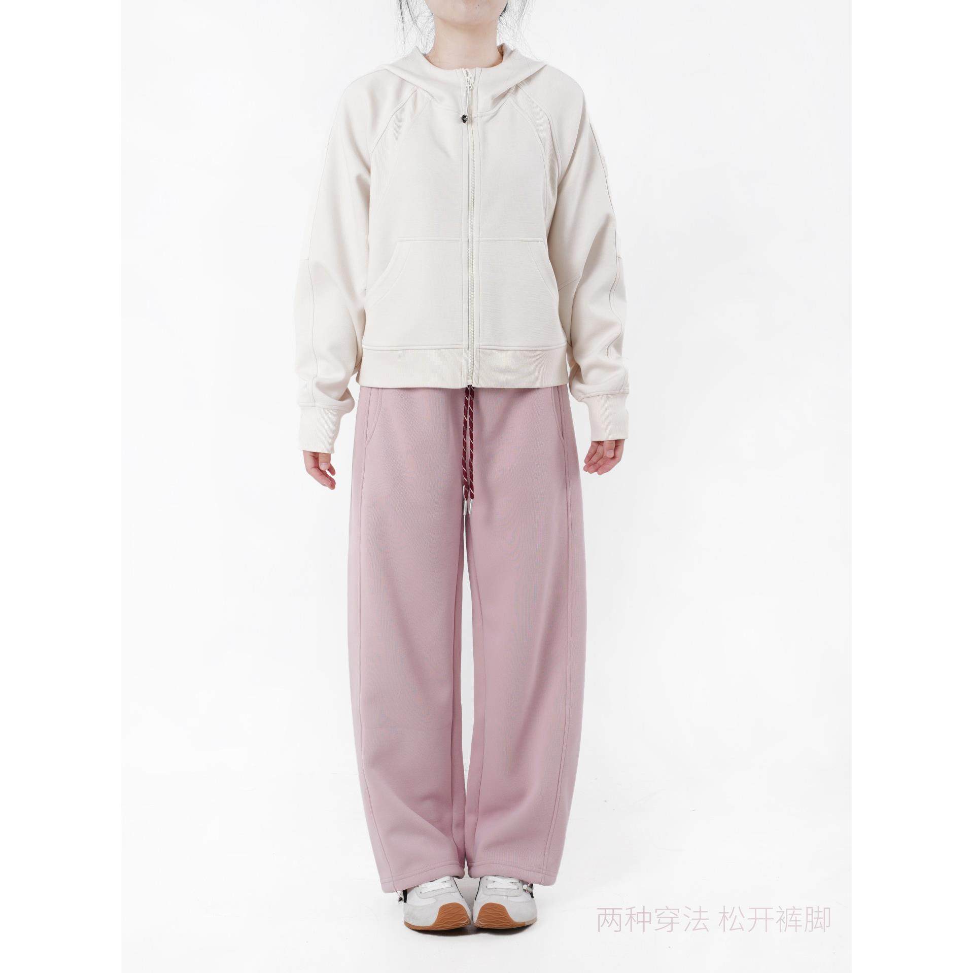 女士两穿抽绳卫裤 弹力束口运动裤 直筒阔腿休闲裤子 秋冬款 女装