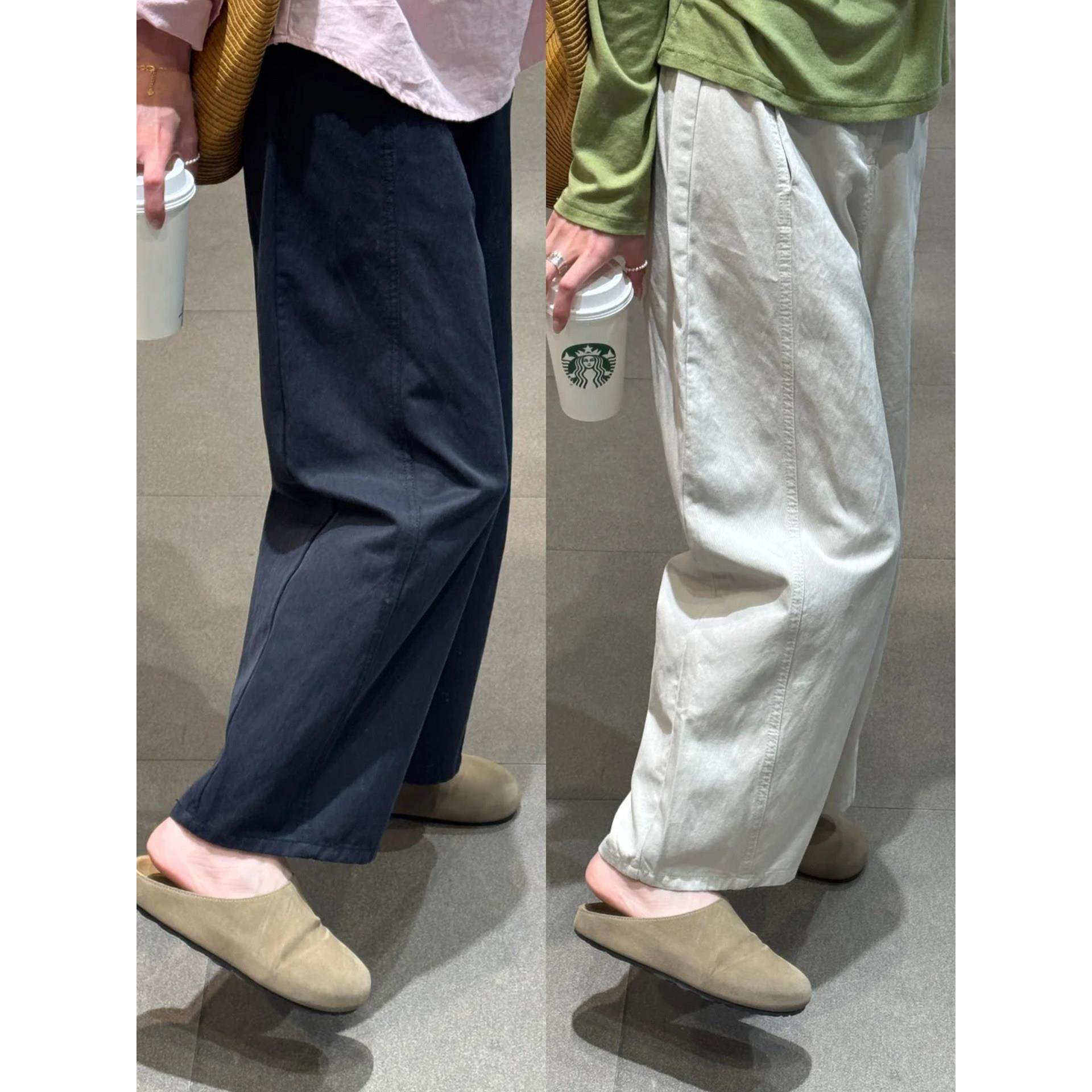 小个子直筒休闲阔腿裤女秋大码胖mm显瘦工装裤梨型身材九分弯刀裤