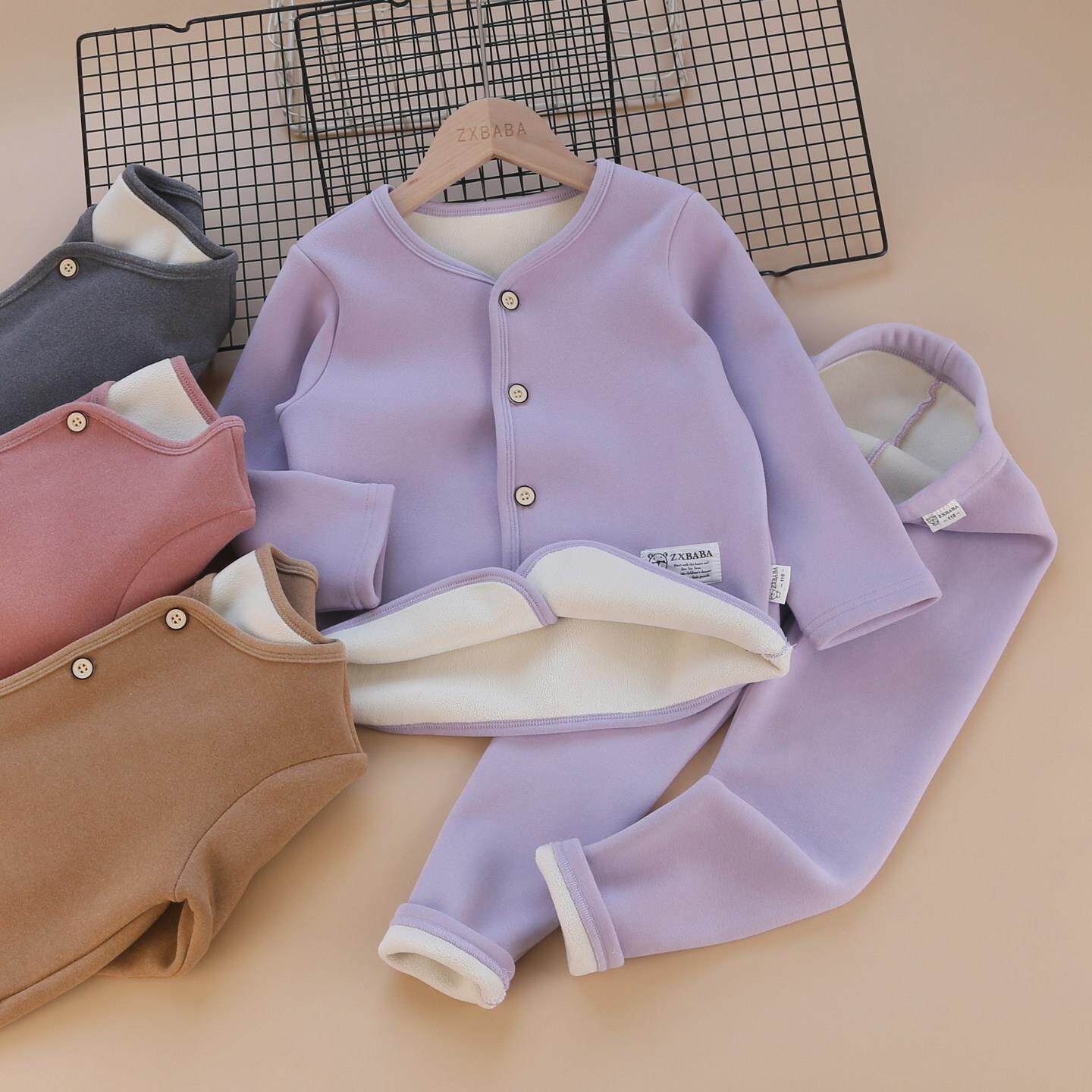 校服神器儿童加绒加厚保暖内衣套装冬款男女童开衫外套内搭防风