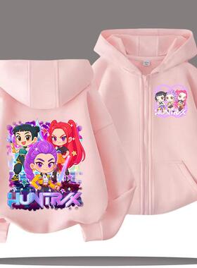 kpop demon hunters猎魔女团印花男女童宽松卫衣秋冬休闲拉炼帽衫