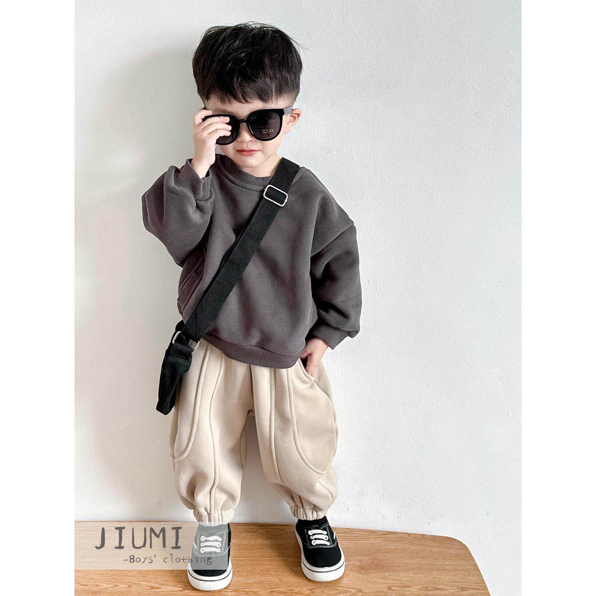 儿童冬装2025新款男童休闲加绒保暖卫衣韩版加厚小童裤子男宝套装