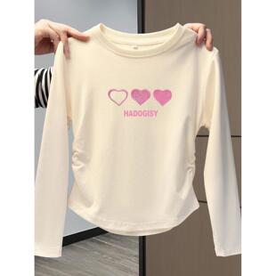 女童纯棉短款长袖t恤春秋打底衫内搭修身儿童白色早秋洋气上衣服