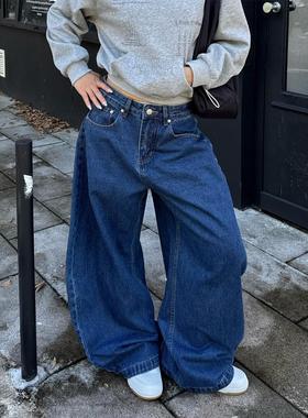 Don Cry 美式复古做旧阔腿弯刀牛仔裤男女新款松弛感宽松休闲裤子