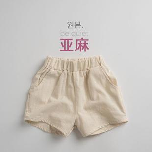 超凉爽的亚麻日系韩版夏季宝宝薄款儿童棉麻短裤外穿洋派男女裤子
