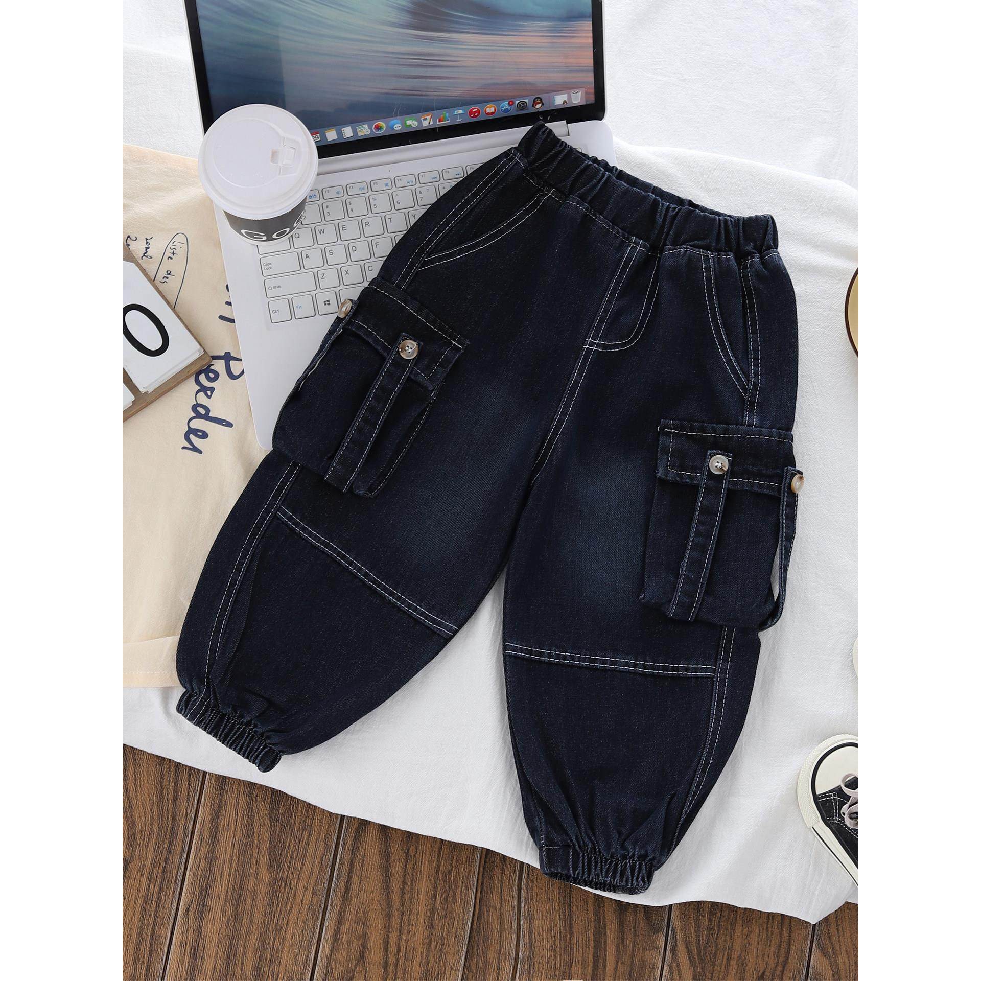 儿童牛仔裤男女宝宝春秋宽松休闲加绒工装束脚长裤子外穿百搭帅气,童装/婴儿装/亲子装,儿童牛仔裤,淘宝优惠券,粉丝福利购,淘宝优惠卷