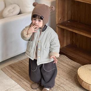 婴儿套装男宝冬装超韩洋气婴幼儿加厚保暖外套卫衣裤分体三件套冬