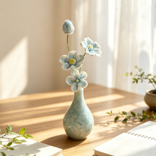 景德镇陶瓷仿真花小饰品桌面摆件