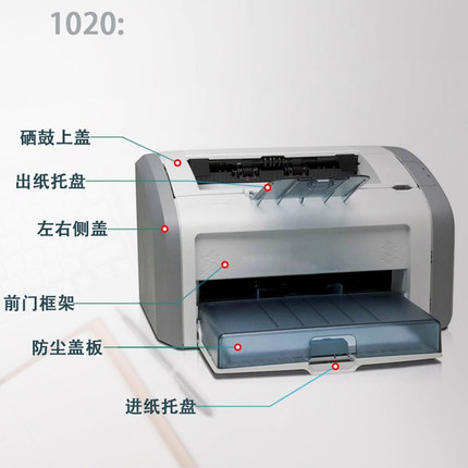 适用惠普hp1020出纸盘1018前门框架1020plus左右盖板 机器上盖 前面板 空壳 侧盖 hp1020plus外壳打印机配件