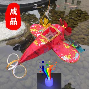 布艺手提花灯纯手工制作中秋大红新年新春电子发光飞机灯笼成品