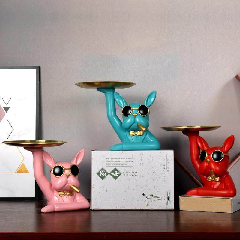 北欧轻奢法斗牛犬收纳托盘客厅家居装饰品玄关门口放钥匙收纳摆件,家居饰品,装饰摆件,淘宝优惠券,粉丝福利购,淘宝优惠卷