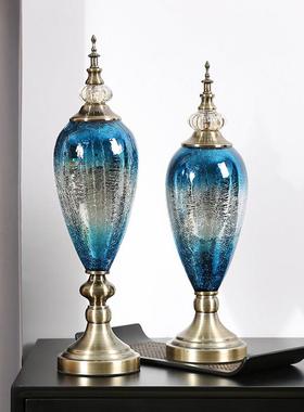 欧式玻璃摆件轻奢软装饰品样板房间客厅电视柜玄关酒柜新古典摆设