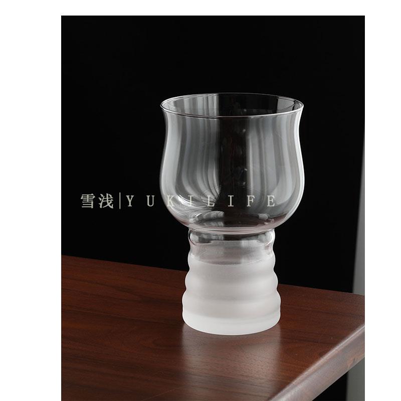 YUKI云峦冰雪玻璃酒杯 中古磨砂纯手作精酿啤酒杯饮料杯水杯ins风