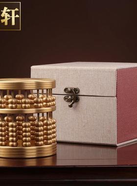 算盘笔筒摆件纯黄铜珠算笔筒文房四宝办公用品年会礼品工艺品订制