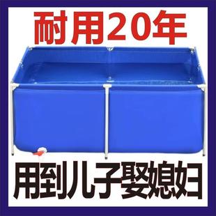 帆布养鱼池全套户外大型养殖箱蓄水池家用游泳池防水布特厚带支架
