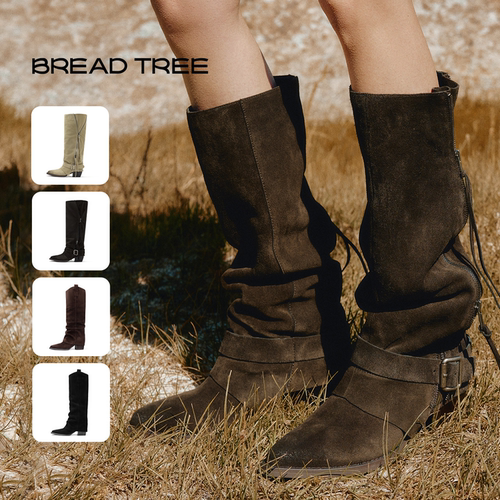 BREADTREE褶皱堆堆西部风长靴