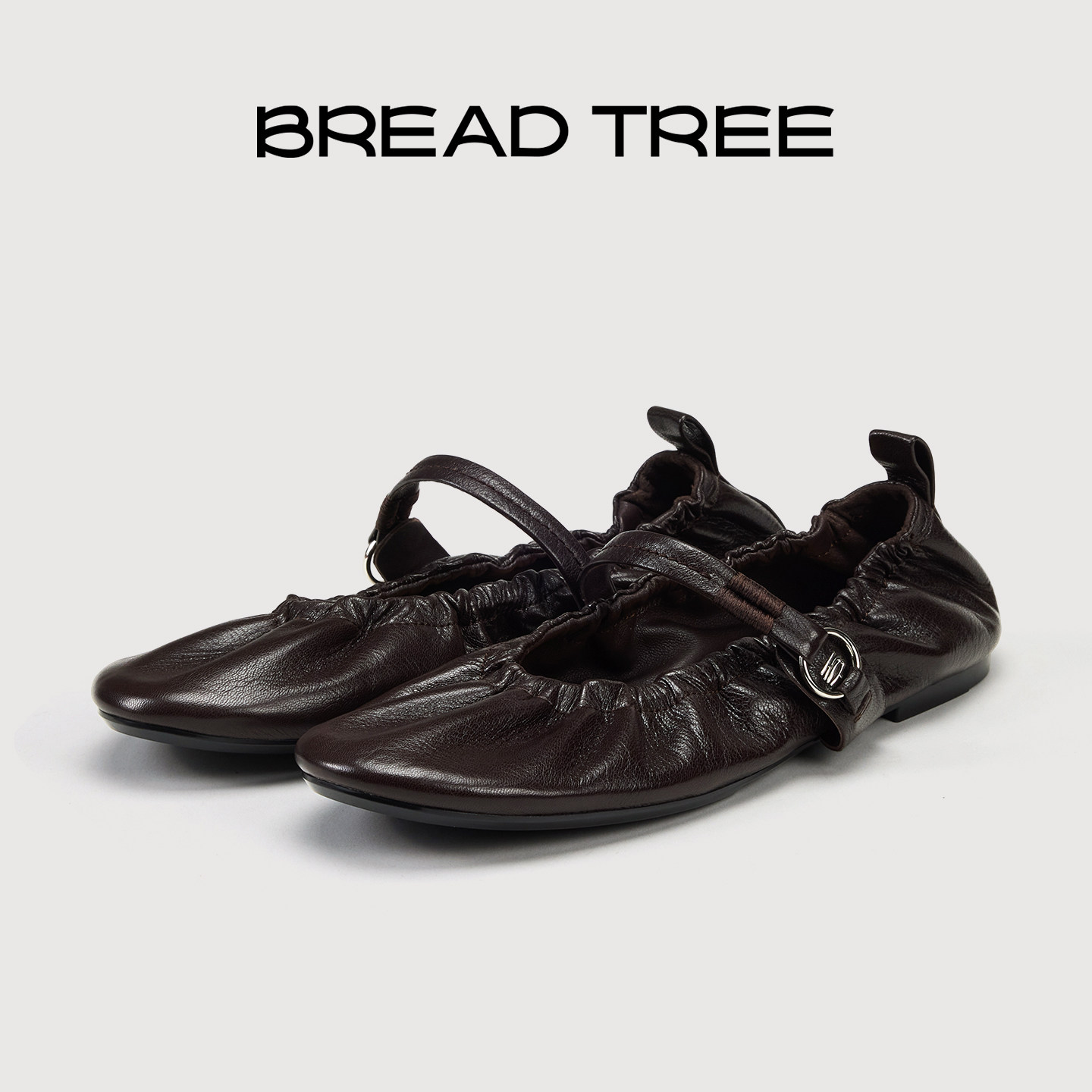 BREADTREE面包树 26年春夏新款手工抽褶芭蕾玛丽珍舒适真皮单鞋