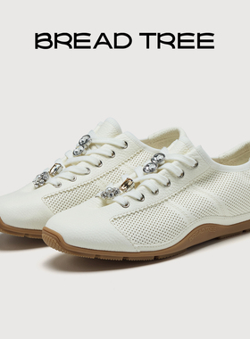 BREADTREE面包树 26年春季新款宝石装饰网眼休闲鞋真皮透气德训鞋