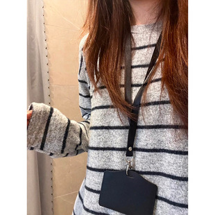 韩系早秋季氛围感穿搭长袖t恤女宽松显瘦慵懒风套头针织条纹上衣