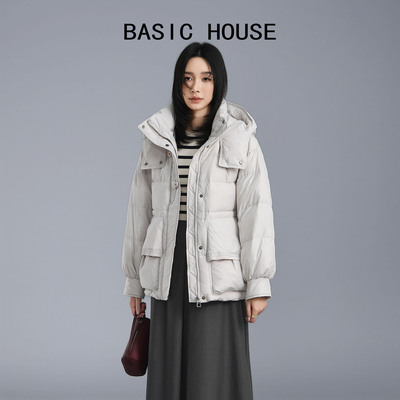 百家好时尚连帽加厚保暖羽绒服女