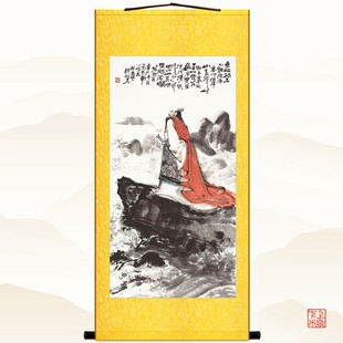 东临碣石诗意图 曹操孟德画像 三国人物绢布卷轴挂画书房装饰字画