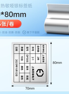 德佟印立方DP30S哑银标签打印纸宽幅大尺寸热敏纸银色四防不干胶