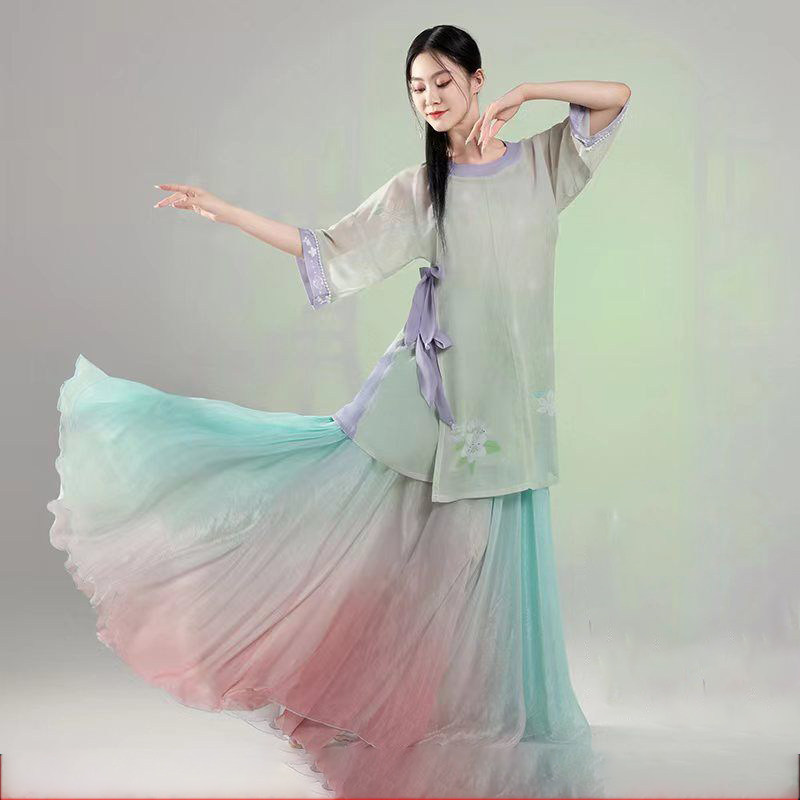 2026新款月华曲圆领衫古典舞半身裙舞蹈服国风裙演出服艺考两件套