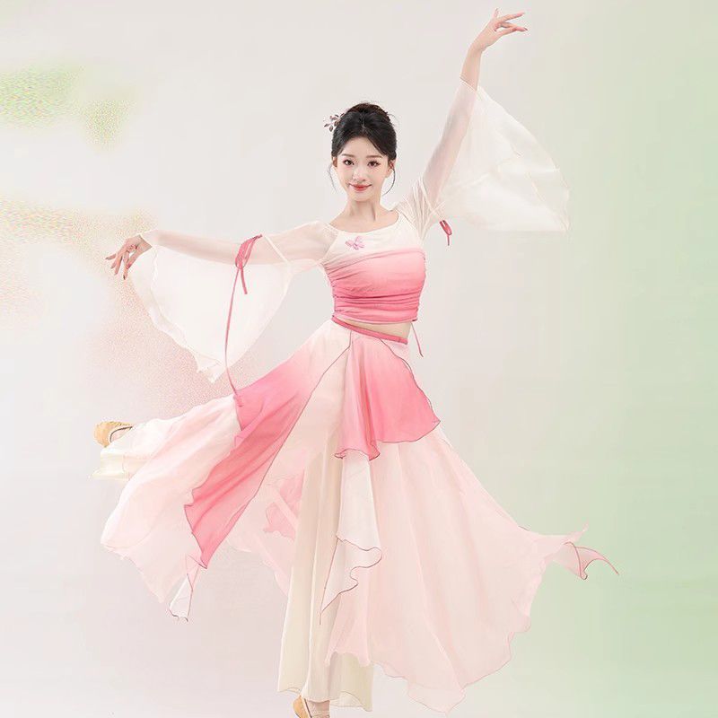 古典舞表演服飘逸渐变艺考练功服