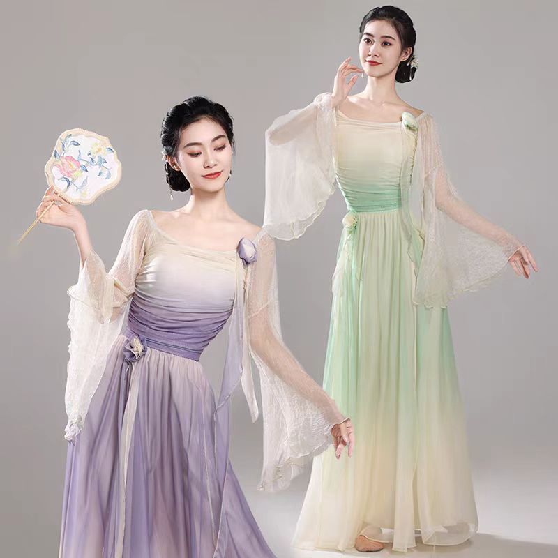 古典舞表演服仙气飘逸练功服套装