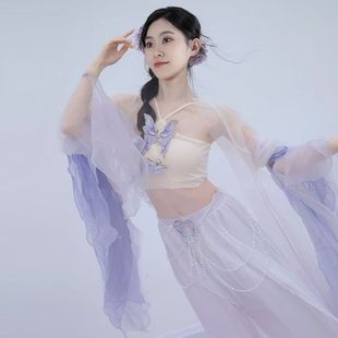 古典舞演出服国风花瓣袖汉唐飘逸仙气纱衣钉珠刺绣超出片舞蹈服