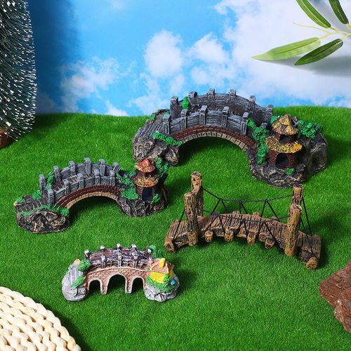 鱼缸造景仿真石桥树脂摆件水族箱装饰中式园艺微景观复古拱形