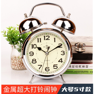 闹钟起床神器学生用大字体金属强力叫醒儿童儿童超强夜光桌面时钟