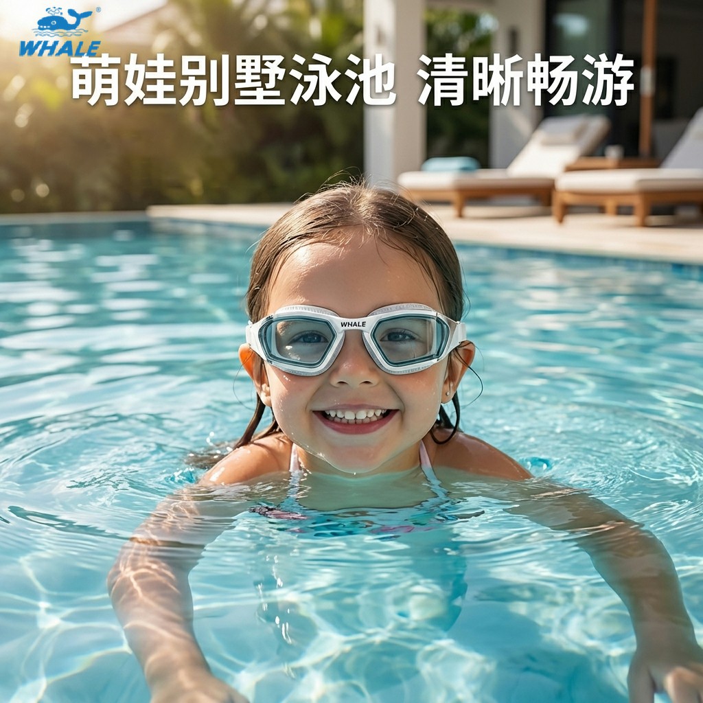 鲸鱼儿童泳镜防水防雾高清女童近视游泳专用眼镜带度数左右眼不同图片