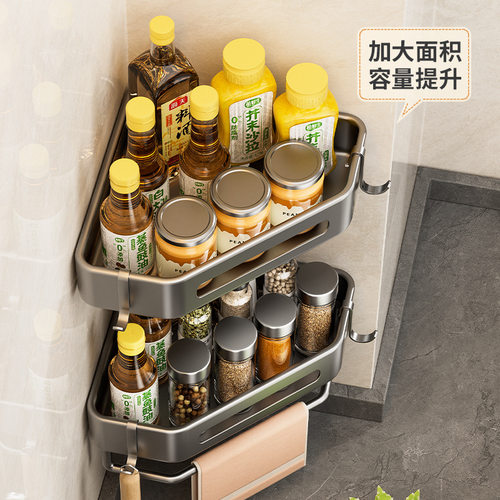 免打孔厨房置物架转角多