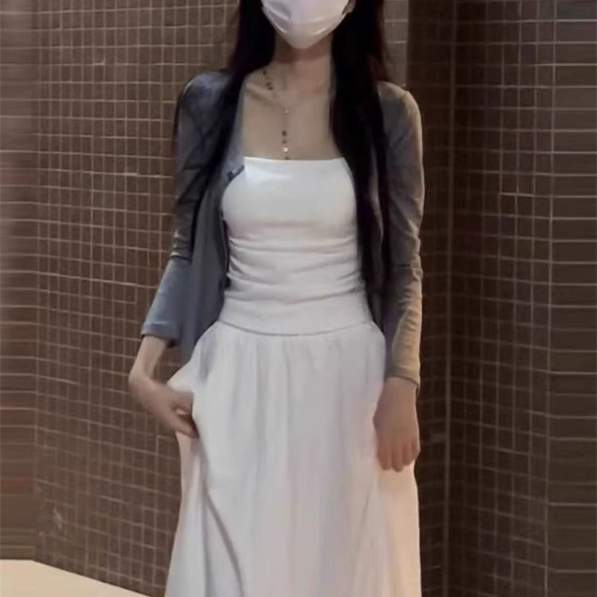 纯棉褶皱吊带打底背心夏