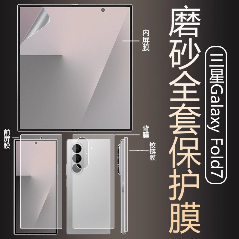 三星zfold7/fold6磨砂膜w24折叠屏手机膜w26心系天下内外屏保护膜fold5防指纹前屏膜fold3/4后盖镜头保护软膜