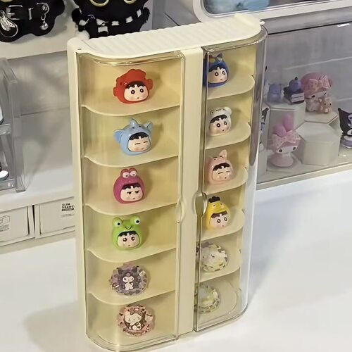 多层透明萌粒展示架桌面可爱蝴蝶结展示盒手办盲盒周边展示柜痛柜