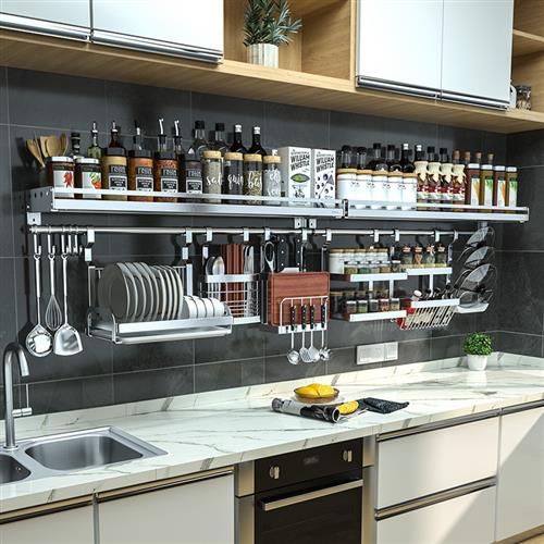 厨房置物架调料架壁挂式304不锈钢挂架刀架调味品多功能收纳神器