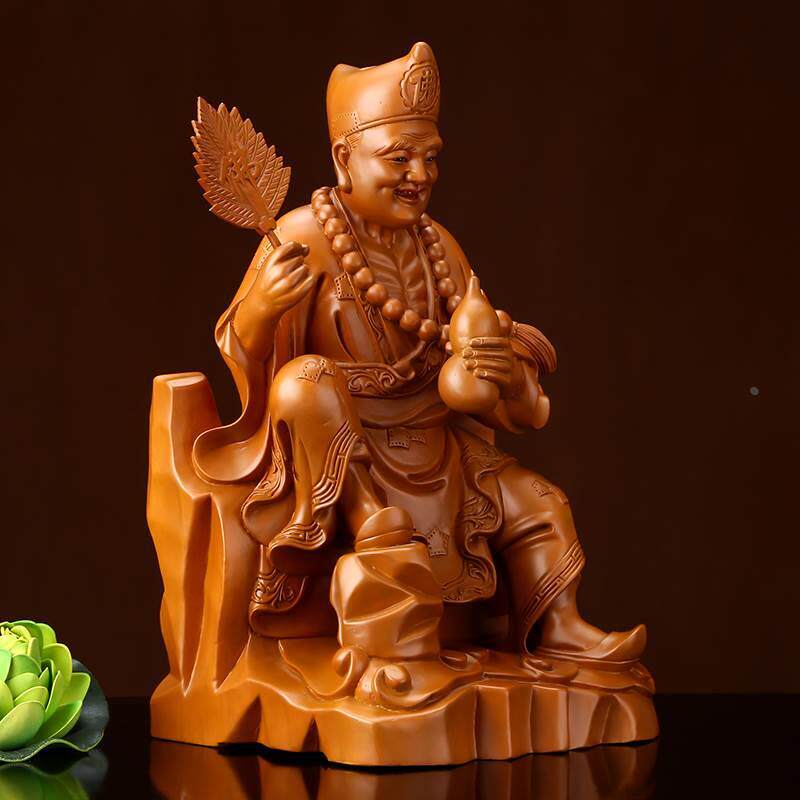 新款高货台湾木雕济公佛像供佛家用降龙罗汉尊者居家客厅活佛济公