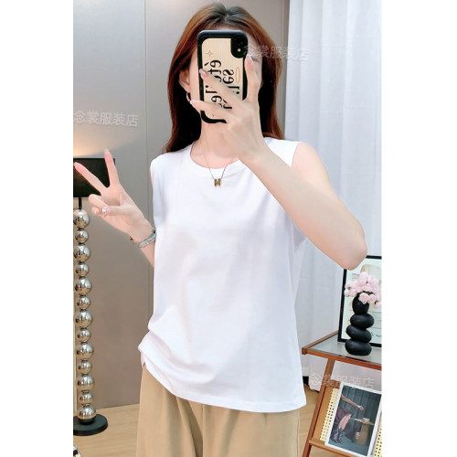白色圆领宽松吊带背心女夏新款