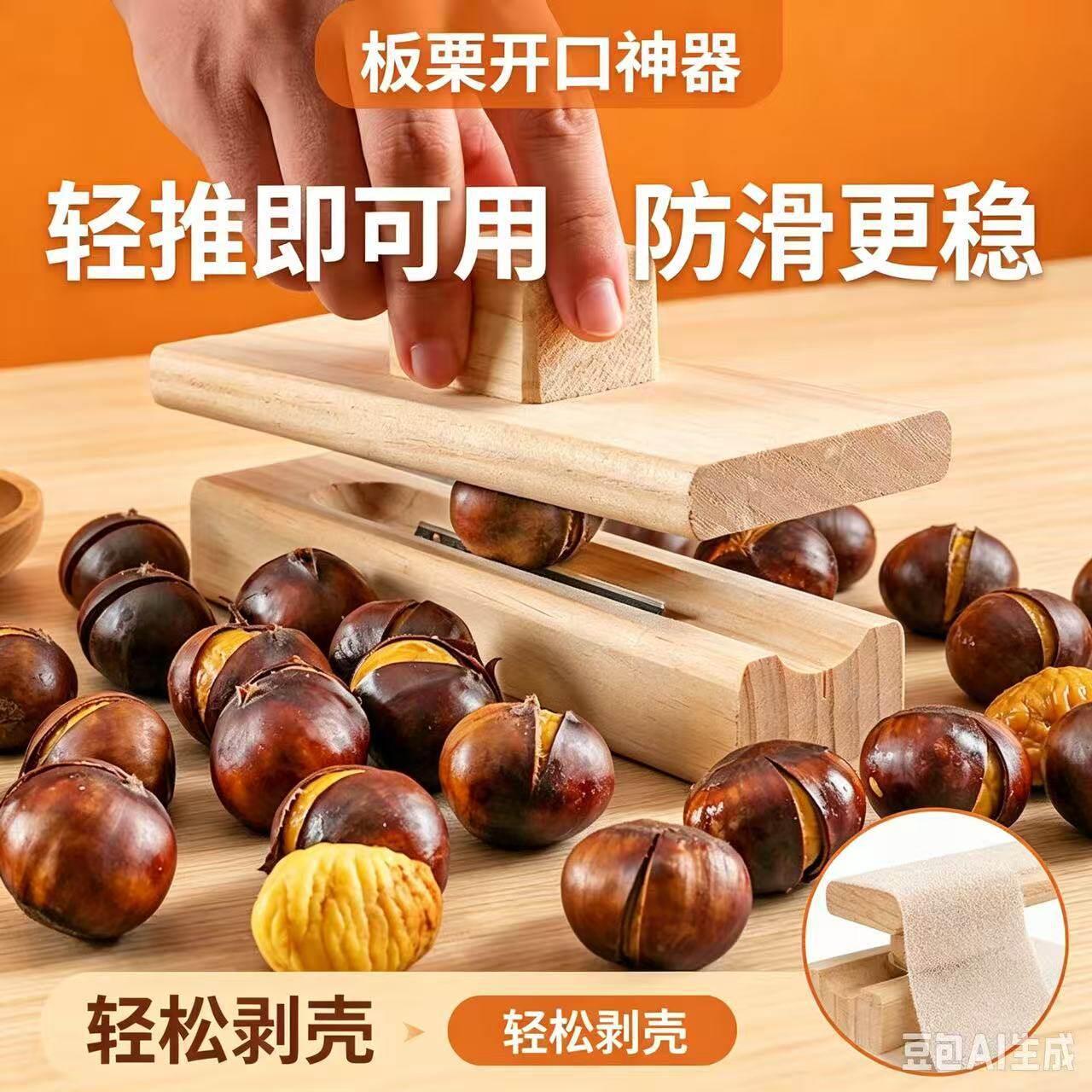 实木板栗十字开口器家用耐用