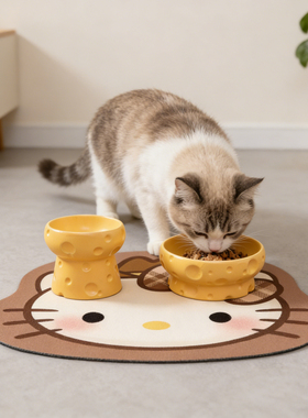 哑光奶酪陶瓷高脚碗宠物饭碗猫猫碗狗狗碗猫粮碗猫咪碗猫粮SW031
