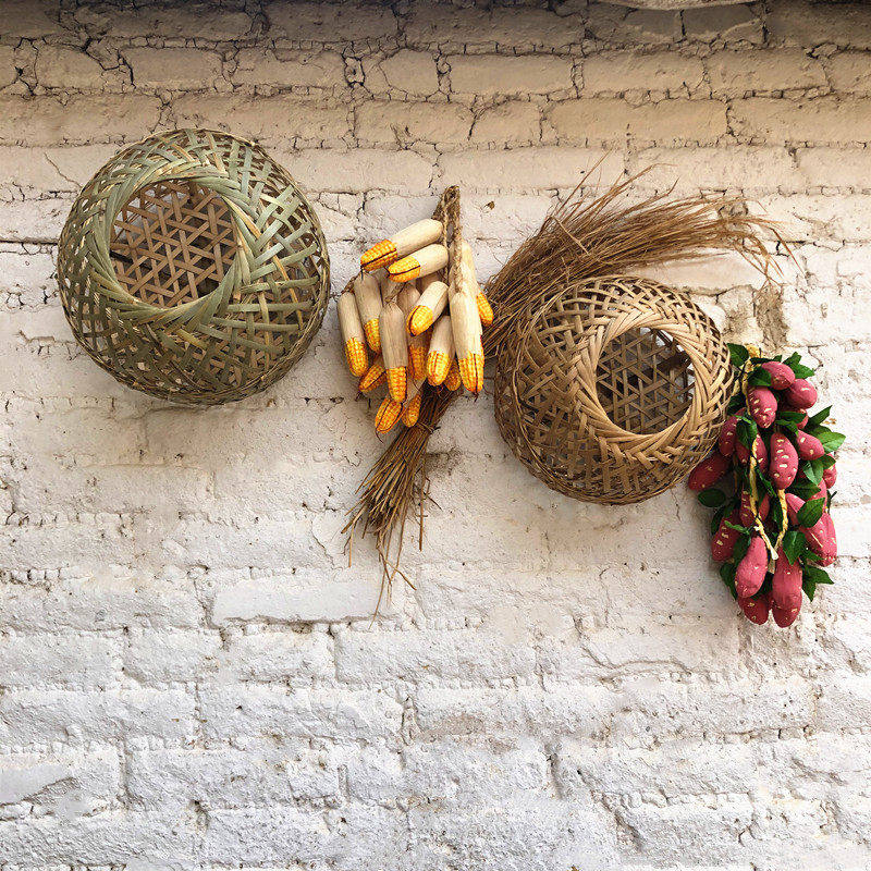 竹编鸡笼乡村农家装饰复古怀旧挂件农家农具鸡鸭鹅笼柴火鸡装饰品