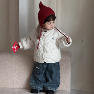 儿童秋冬棉衣外套防风保暖宝宝卡通加厚棉服童装男童加绒牛仔套装