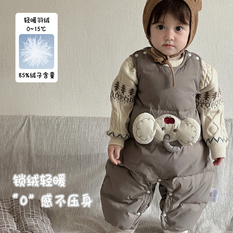 婴童冬季羽绒连体衣宝宝外出爬服
