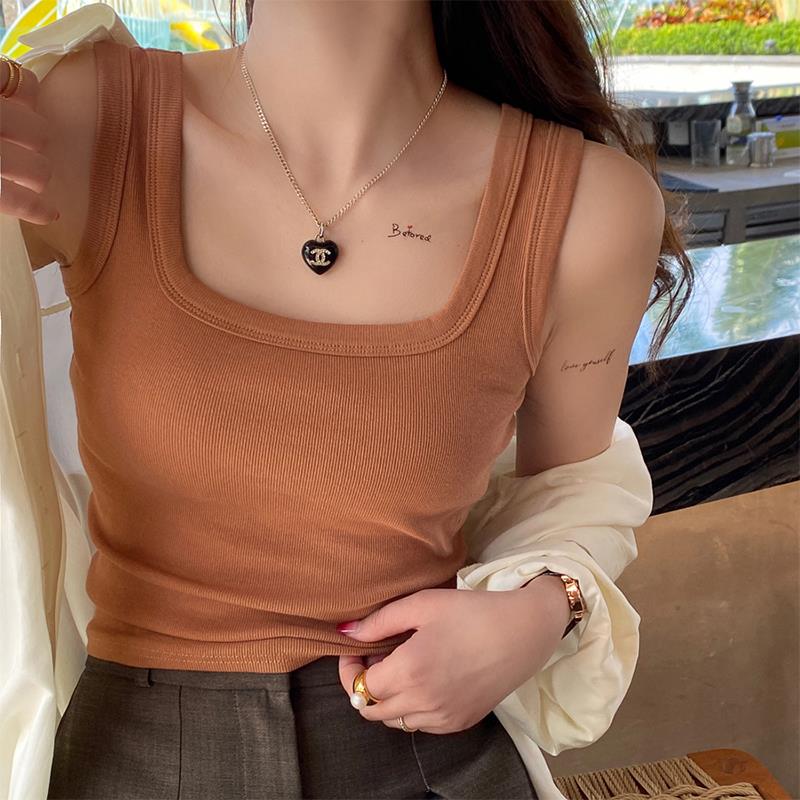吊带背心女夏外穿西装内搭宽肩带遮副乳纯棉无袖t恤打底白色上衣