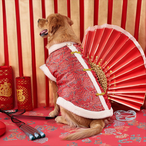 新年宠物唐装加厚冬季泰迪比熊博美猫咪宠物新年中国风小中大型犬