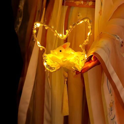 仙气古风汉服手提灯笼diy手工蝴蝶发光花灯国风拍照道具莲花灯